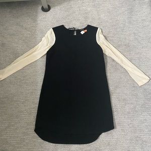 Club Monaco black dress with silk sleeves